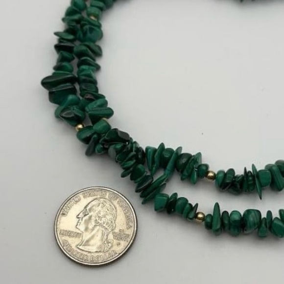 Malachite Nugget Strand Necklace (28”) & Earrings Set - Picture 3 of 5